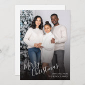 Modern Photo Merry Christmas Flat Greeting Card サンキューカード (正面/裏面)
