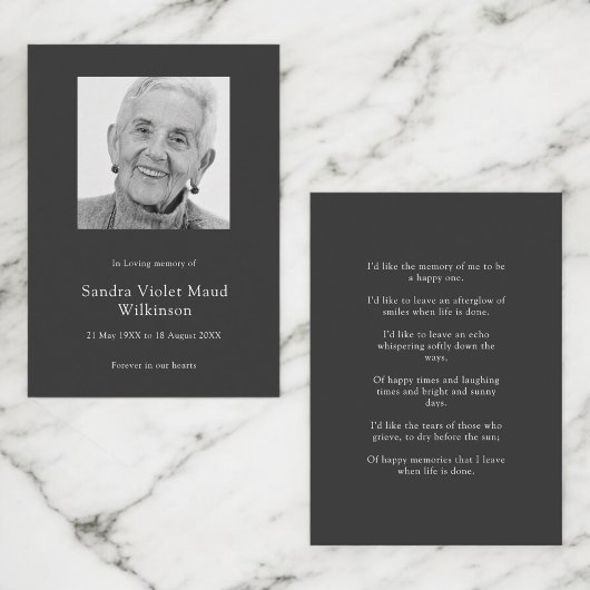 Modern photo minimalist memorial prayer card ノートカード