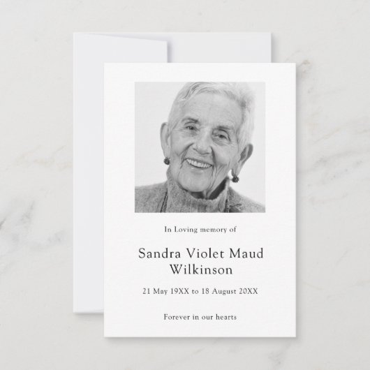 Modern photo minimalist memorial prayer card  出欠カード (正面)