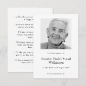 Modern photo minimalist memorial prayer card  出欠カード (正面/裏面)