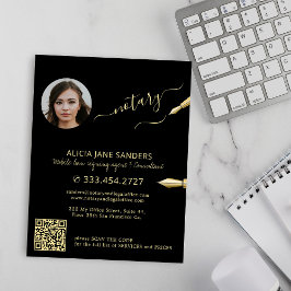 Modern photo notary signing agent QR gold black チラシ