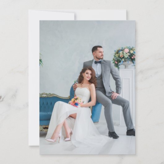 Modern Photo Overlay Black Calligraphy Wedding  招待状 (裏面)