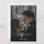 Modern photo overlay QR CODE script names wedding 招待状 (正面)