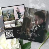 Modern photo overlay QR CODE script names wedding 招待状