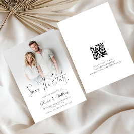 Modern Photo Overlay QR Code Wedding セーブザデート