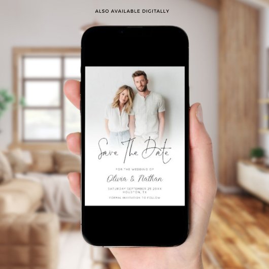 Modern Photo Overlay QR Code Wedding セーブザデート