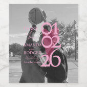 Modern Photo Pink Typography  Thank You ワインラベル (シングルラベル)