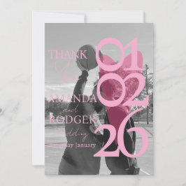Modern Photo Pink Typography  Thank You Card サンキューカード