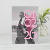Modern Photo Pink Typography  Thank You Card サンキューカード (スタンド正面)