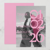 Modern Photo Pink Typography  Thank You Card サンキューカード (正面/裏面)