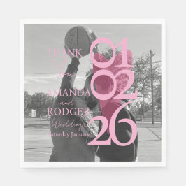 Modern Photo Pink Typography  Thank You Card スタンダードランチョンナプキン