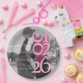 Modern Photo Pink Typography  Thank You Card ペーパープレート (パーティー)