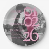 Modern Photo Pink Typography  Thank You Card ペーパープレート (正面)