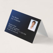 Modern Photo QR Code Blue Gradient Professional 名刺 (正面)