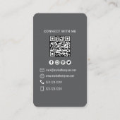 Modern Photo QR Code Connect With Me Minimal 名刺 (裏面)