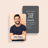 Modern Photo QR Code Connect With Me Minimal 名刺