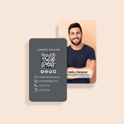 Modern Photo QR Code Connect With Me Minimal 名刺