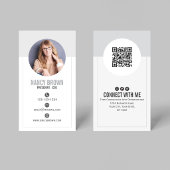 Modern Photo QR Code Connect With Me Minimal  名刺