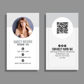 Modern Photo QR Code Connect With Me Minimal  名刺