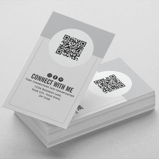 Modern Photo QR Code Connect With Me Minimal  名刺