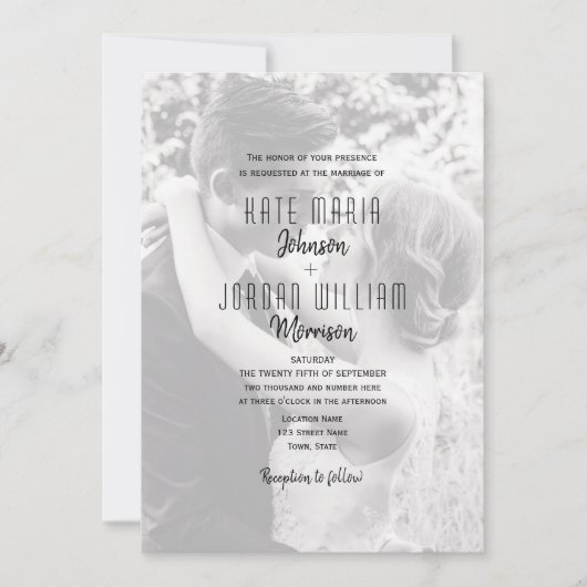 Modern Photo QR Code Wedding 招待状 (正面)