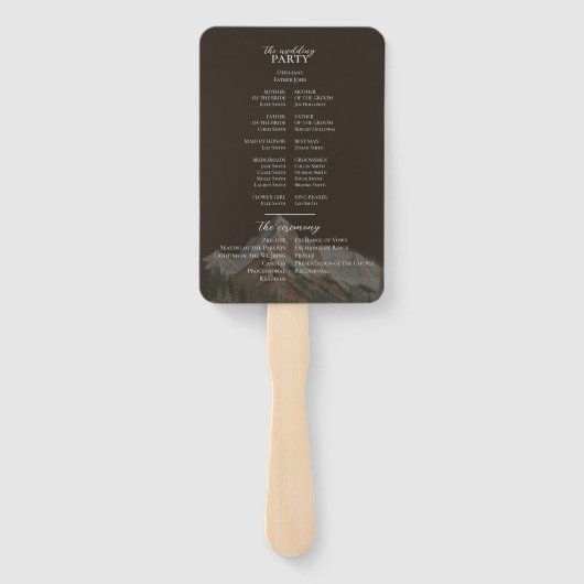 Modern Photo Rustic Brown Wedding Program Fan ハンドファン (裏面)