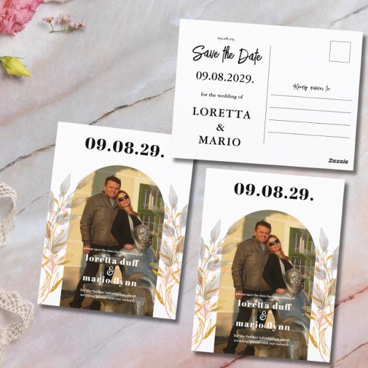 Modern Photo Save the date Invitation Postcard ポストカード