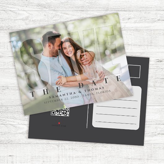 Modern Photo Save the Date Wedding Custom 案内ポストカード