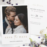 Modern Photo Save the Date Wedding Invite Template セーブザデート<br><div class="desc">This simply chic photo wedding save the date flat card template features an elegant, minimalist, modern design. Please browse our shop for versions of this design with Save the Date text in black and other colors, and in a postcard format, too! The front features your first names under your favorite...</div>