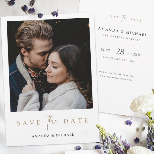 Modern Photo Save the Date Wedding Invite Template セーブザデート