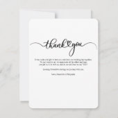 Modern Photo Script Wedding Thank You ノートカード (裏面)