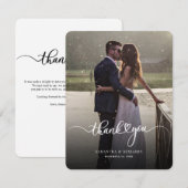 Modern Photo Script Wedding Thank You ノートカード (正面/裏面)