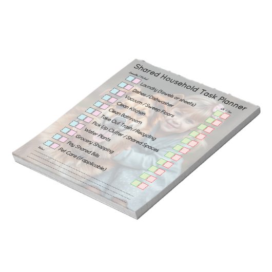 Modern Photo Shared Household Tasks Planner ノートパッド (回転)