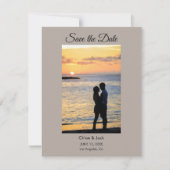 Modern Photo Stone Gray Save The Date Card セーブザデート (正面)