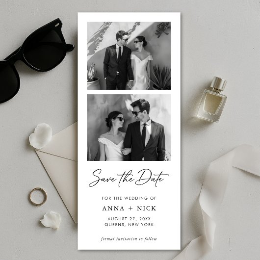 Modern Photo Strip Wedding Photo Bookmark セーブザデート