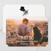 Modern Photo Tying the Knot Save the Date Card 案内状 (正面/裏面)