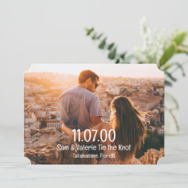 Modern Photo Tying the Knot Save the Date Card 案内状