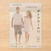 Modern Photo Typography Beach Wedding アクリル招待状 (正面)
