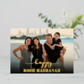 Modern Photo Typography Rosh Hashanah New Year 箔シーズンカード (立ち正面)