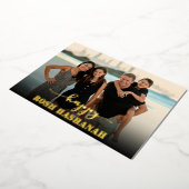 Modern Photo Typography Rosh Hashanah New Year 箔シーズンカード (回転した状態)