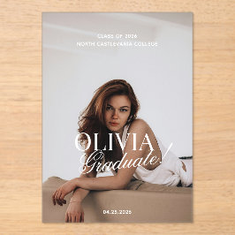 Modern Photo Typography Script Grad Announcement アクリル招待状