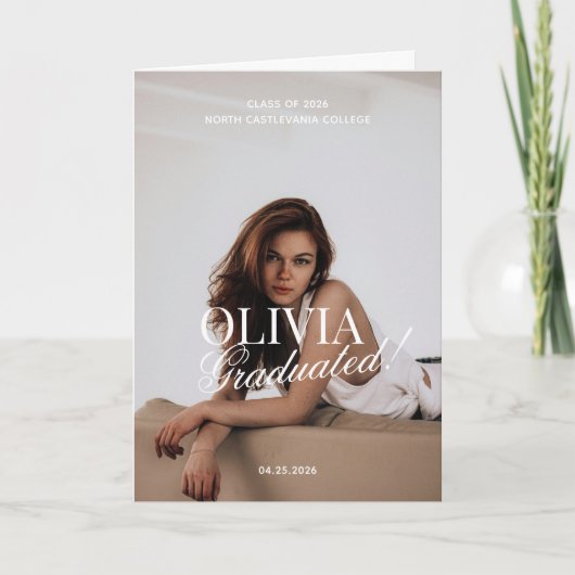 Modern Photo Typography Script Grad Party Folded カード (正面)