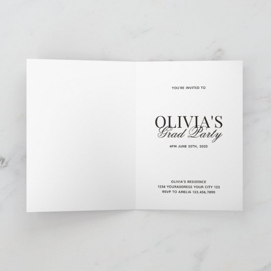 Modern Photo Typography Script Grad Party Folded カード (内部)