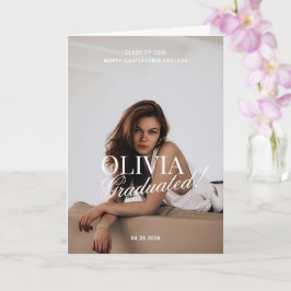 Modern Photo Typography Script Grad Party Folded カード