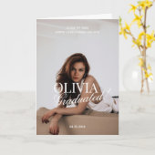 Modern Photo Typography Script Grad Party Folded カード (黄色い花)