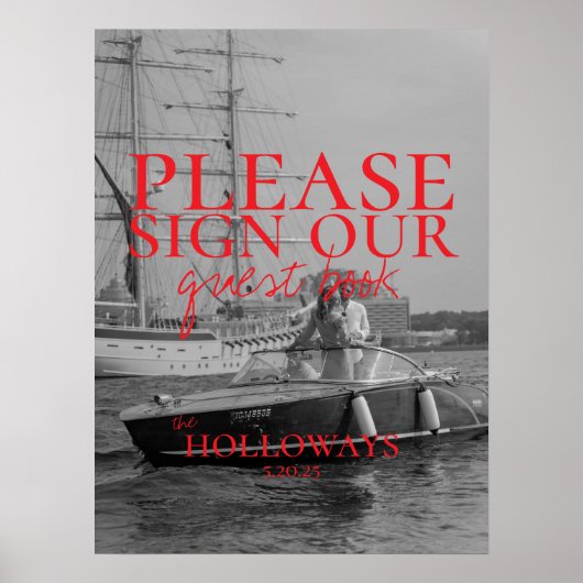 Modern Photo Wedding Guest Book ポスター (正面)