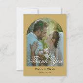 Modern Photo Wedding Thank You Card with Text サンキューカード (正面)