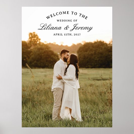 Modern Photo Welcome Sign With Arched Text ポスター (正面)