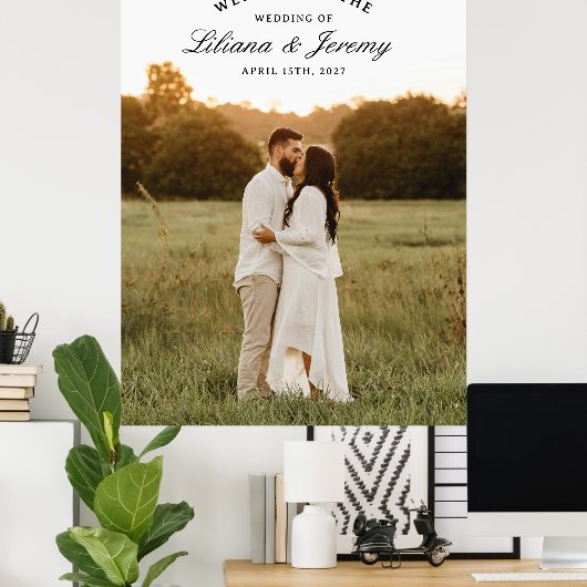 Modern Photo Welcome Sign With Arched Text ポスター (ホームオフィス)