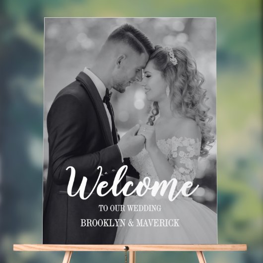 Modern Photo Welcome Wedding アクリルサイン (ニュートラル)